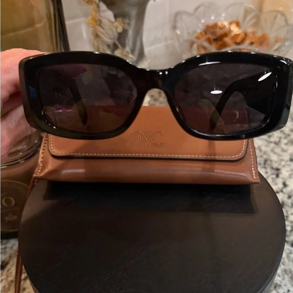 Celine Black Rectangular Sunglasses - Picture 1 of 11